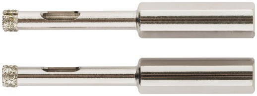 Коронки кольцевые по керамограниту, камню и кафелю алмазные, набор 2 шт., 6х65 мм