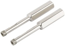 Коронки кольцевые по керамограниту, камню и кафелю алмазные, набор 2 шт., 6х65 мм