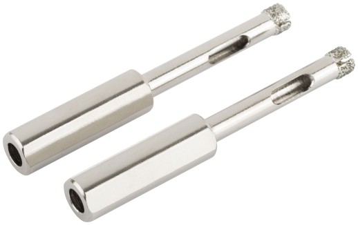 Коронки кольцевые по керамограниту, камню и кафелю алмазные, набор 2 шт., 6х65 мм