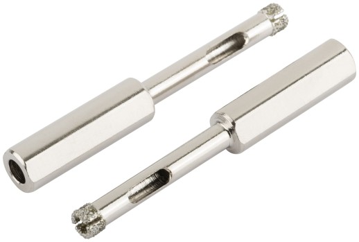 Коронки кольцевые по керамограниту, камню и кафелю алмазные, набор 2 шт., 6х65 мм