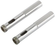 Коронки кольцевые по керамограниту, камню и кафелю алмазные, набор 2 шт., 10х65 мм