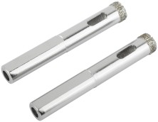 Коронки кольцевые по керамограниту, камню и кафелю алмазные, набор 2 шт., 10х65 мм