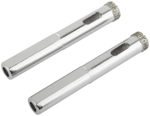 Коронки кольцевые по керамограниту, камню и кафелю алмазные, набор 2 шт., 10х65 мм