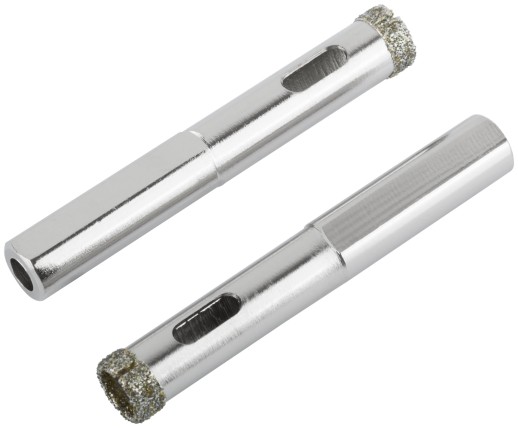 Коронки кольцевые по керамограниту, камню и кафелю алмазные, набор 2 шт., 10х65 мм