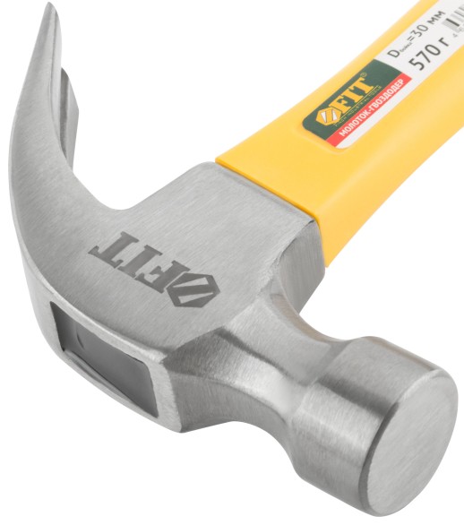 Молоток-гвоздодер, фиберглассовая усиленная ручка, Профи 30 мм, 570 гр.