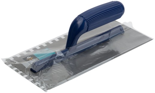 Гладилка стальная, пластиковая ручка 280х130 мм, зубчатая, зуб 8х8 мм