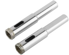 Коронки кольцевые по керамограниту, камню и кафелю алмазные, набор 2 шт., 12х65 мм