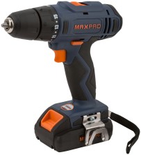 MAX-PRO Дрель-Шуруповерт аккумуляторная 14,4 В; 0-350/0-1250об/мин; 10мм; 28Нм; 2 батареи (Li-Ion) х1,5Ач; 15+1; 1ч.; регулировка оборотов; резиновые