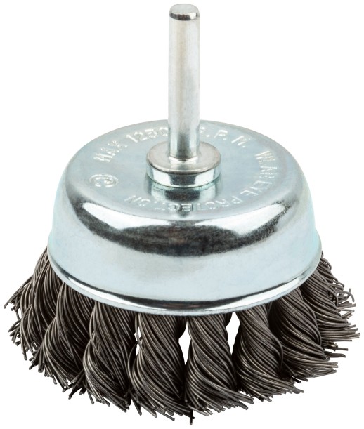 Корщетка-чашка, со штифтом, стальная витая проволока 70 мм