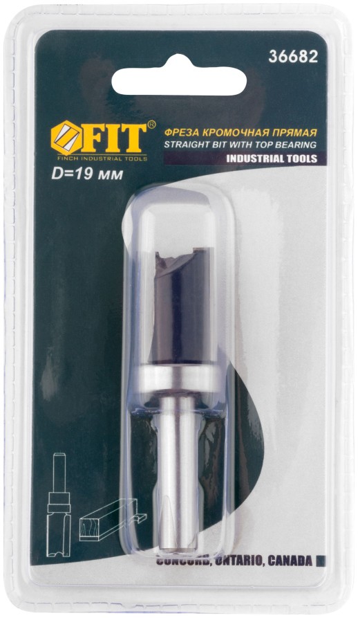Фреза кромочная прямая с верхним подшипником, DxHxL = 19 х 25 х 66 мм