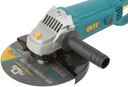 Шлифмашина угловая 2200 Вт; 6000 об/мин; КлК 230 мм; тяж.; б/с щеток; рез.накл.; плав.пуск; повор.; короб.