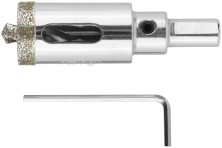 Коронка кольцевая по керамограниту, камню и кафелю алмазная с центровочным сверлом 22х70 мм