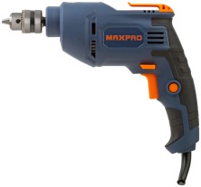 MAX-PRO Дрель электрическая 450 Вт; 0-2700об/мин; ключевой патрон 0,8-10мм; 1,2 кг; резиновые вставки; кор.