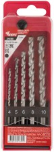 Набор сверл победитовых ударных, цилиндрический хвостовик, 5 шт. (4-5-6-8-10 мм)
