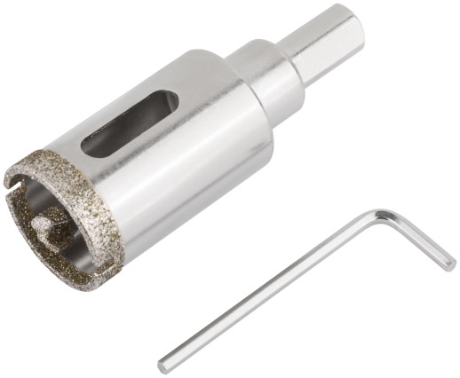 Коронка кольцевая по керамограниту, камню и кафелю алмазная с центровочным сверлом 25х70 мм