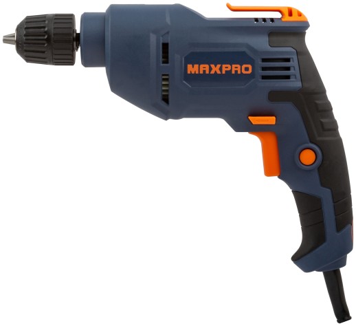 MAX-PRO Дрель электрическая 450 Вт; 0-2700 об/мин; быстрозажимной патрон 0,8-10 мм; 1,1 кг; резиновые вставки; кор.