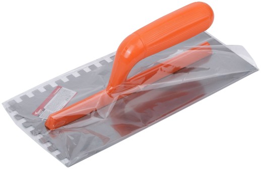 Гладилка стальная с пластиковой ручкой, 280х130 мм зубчатая, зуб 8х8 мм