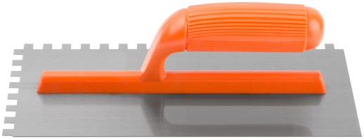 Гладилка стальная с пластиковой ручкой, 280х130 мм зубчатая, зуб 8х8 мм