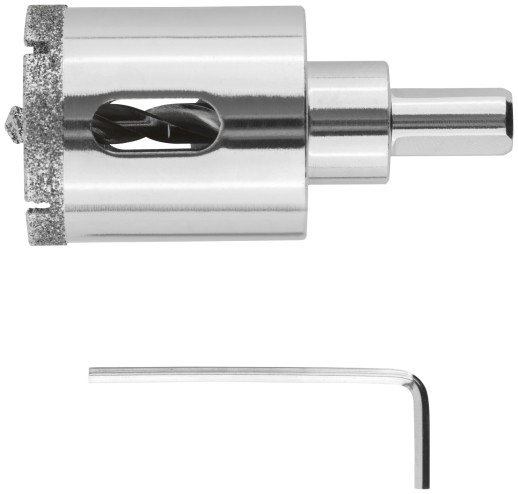 Коронка кольцевая по керамограниту, камню и кафелю алмазная с центровочным сверлом 35х70 мм