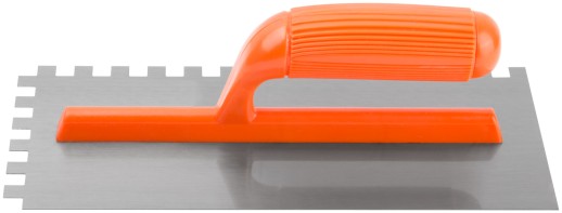 Гладилка стальная с пластиковой ручкой, 280х130 мм зубчатая, зуб 10х10 мм