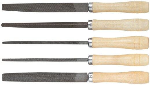 Напильники, набор 5 шт., деревянная ручка 150 мм