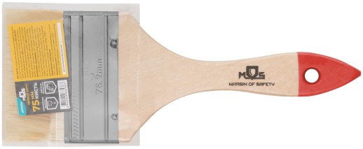 Кисть флейцевая, натур. cветлая щетина, деревянная ручка 3" (75 мм)