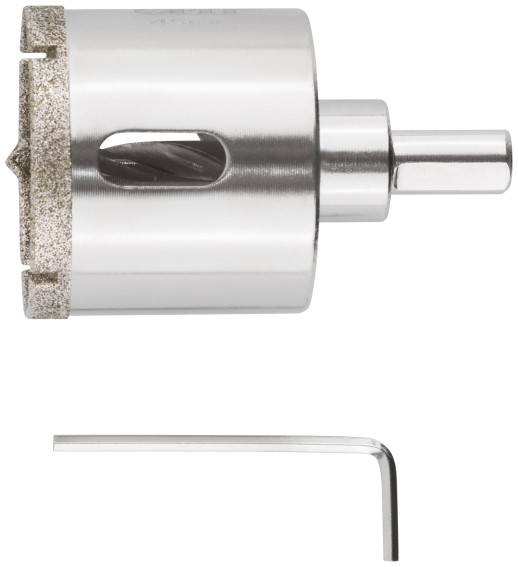 Коронка кольцевая по керамограниту, камню и кафелю алмазная с центровочным сверлом 45х70 мм