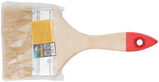 Кисть флейцевая, натур. cветлая щетина, деревянная ручка 4" (100 мм)