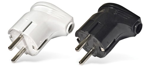 Вилка угловая с заземлением белая (16А; 250В ) "UNIVERSAL"