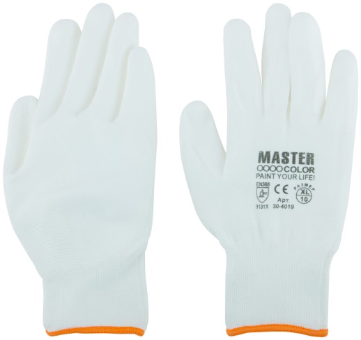 Перчатки белые, полиэстер с обливкой из полиуретана ( водоотталкивающие), р-р XL/10