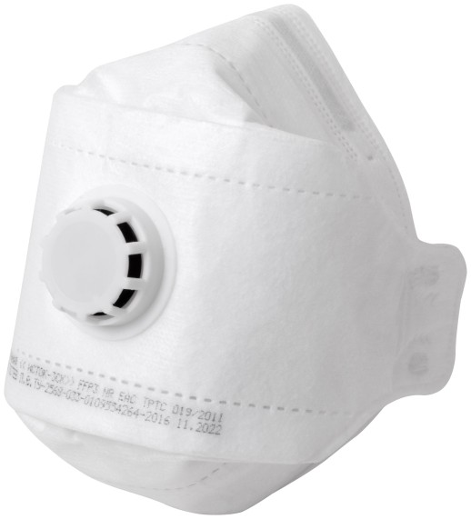 Полумаска фильтрующая, FFP3, складная (трехпанельная), 4-х слойная, с клапаном, Профи