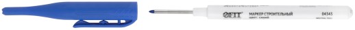 Маркер строительный перманентный, тонкий, удлиненное перо, синий
