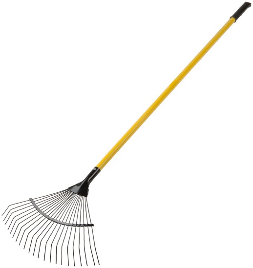 Грабли веерные проволочные, 22 зуба, 440х1553 мм, с желтым металлизированным черенком