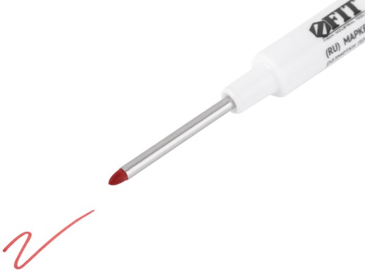 Маркер строительный перманентный, тонкий, удлиненное перо, красный