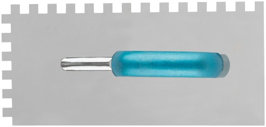 Гладилка нержавеющая с деревянной ручкой, 280х130 мм зубчатая, зуб 10х10 мм