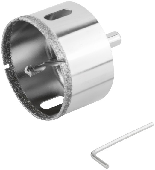 Коронка кольцевая по керамограниту, камню и кафелю алмазная с центровочным сверлом 68х70 мм