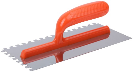 Гладилка нержавеющая с пластик.ручкой, 280х130 мм зубчатая 8х8 мм