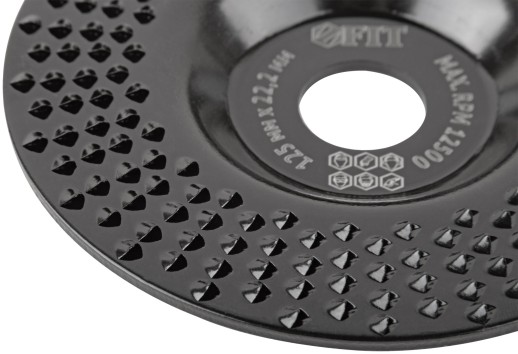 Диск обдирочный по дереву, плоский, посадочный диаметр 22,2 мм, 125 мм, грубая насечка