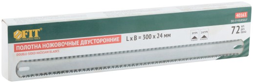 Полотна ножовочные металл/дерево ( 24 TPI / 8 TPI ), каленый зуб, широкие двусторонние, 300х24 мм, 72 шт.