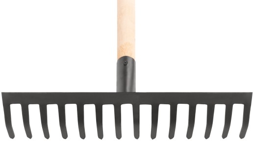Грабли, прямой зуб, 14 зубьев,  с деревянным черенком