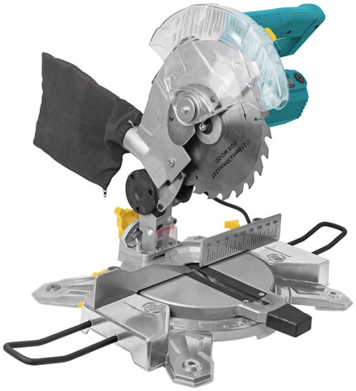 Пила торцовочная 1400 Вт; 4500 об/мин; 210/30 мм; 6,5 кг; рез. накл.; б/с щеток; блок шпинд.; коробка