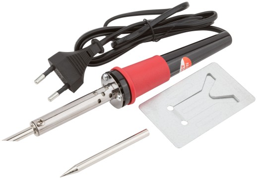 Паяльник 220 В, пластиковая ручка, доп-но подставка для паяльника и два сменных жала, D=5,8 мм, 60 Вт