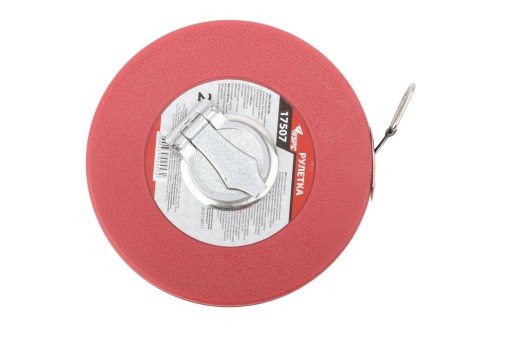 Рулетка, фибергласовая лента, красный пластиковый корпус 20 м