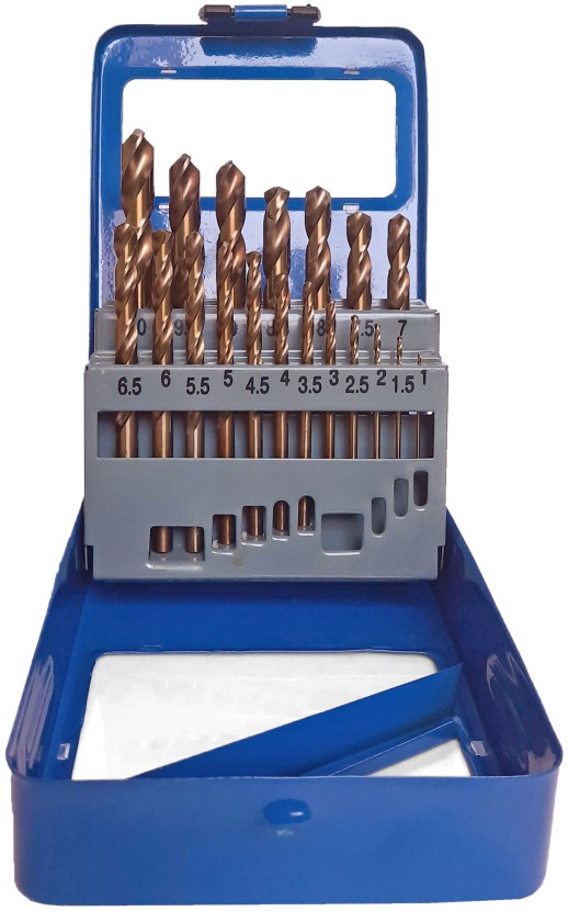 Набор сверл по металлу с кобальтом 5% в металлической коробке; 1-10 мм (через 0,5 мм), 19 шт., Cutop Profi