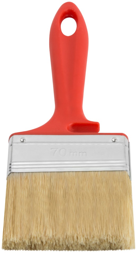 Кисть флейцевая "Крафт", натур.светлая щетина, пластиковая ручка с выемкой 70 мм