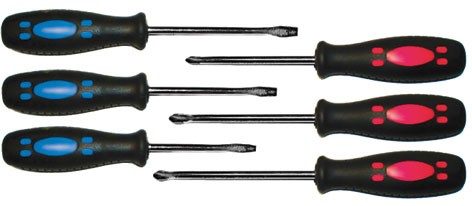 Отвертки "Стандарт", CrV сталь, магнитный наконечник, прорезиненные ручки, блистер, набор 6 шт.
