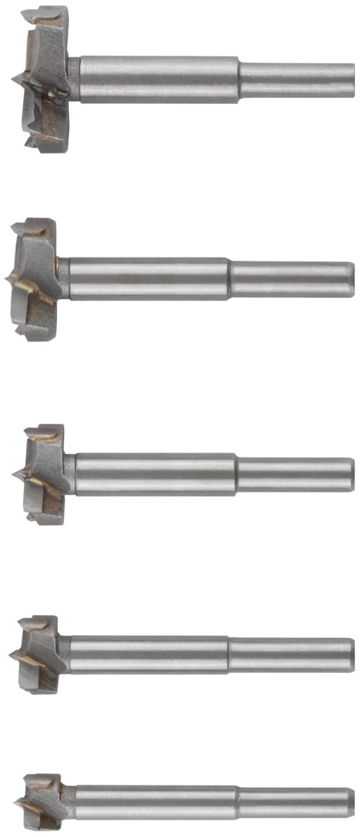 Сверла Форстнера (фрезы) с карбидными вставками, набор 5 шт., 15/20/25/30/35 мм