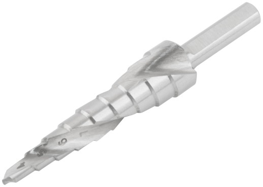 Сверло ступенчатое HSS по металлу, спиральный профиль, 9 ступеней, 4-12 мм