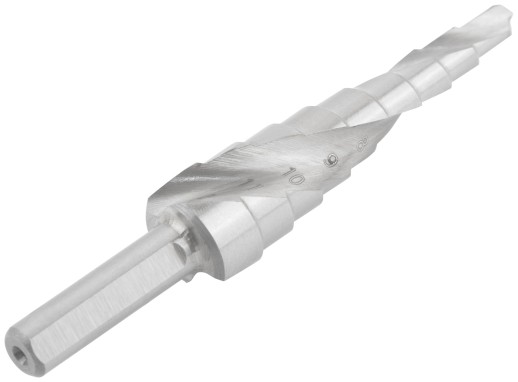 Сверло ступенчатое HSS по металлу, спиральный профиль, 9 ступеней, 4-12 мм