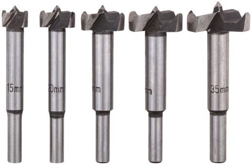 Фрезы по дереву (сверла Форстнера), усиленная 60# сталь, 5 шт., 15/20/25/30/35 мм